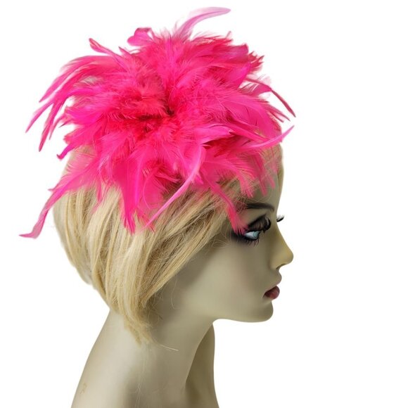 Fuchsia Pink Feathers Fascinator Pink Feathers Brooch Pin Pink Feather Accessory - Picture 2 of 9